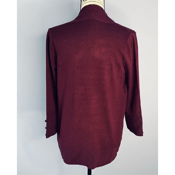 Evolution by Cyrus Women's XS Burgundy Open Front Cardigan Sweater NWT - Picture 6 of 9